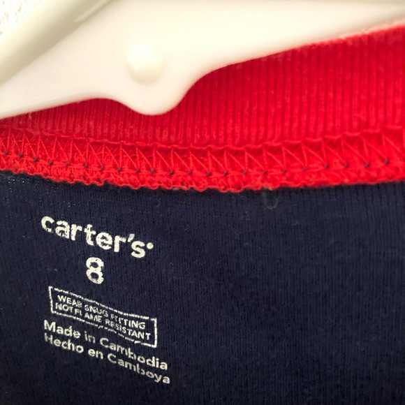 Carters Cotton Fire Truck Tee and Fleece pants 2 piece pajama Set Size 8 - Picture 5 of 6